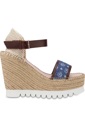 Pollini Sandali con zeppa espadrillas Heritage Denim Jacquard