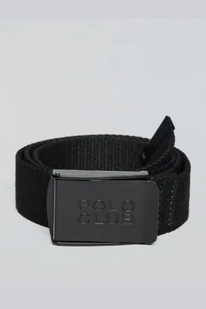 Polo Club® Cintura Brahim In Tela Nera Con Fibbia Logo