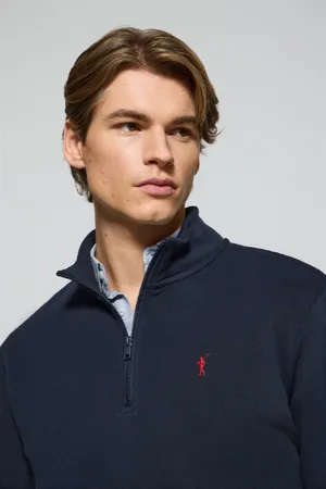 Polo Club® Felpa Mezza Cerniera Blu Scuro Con Logo Rigby Go Ricamato