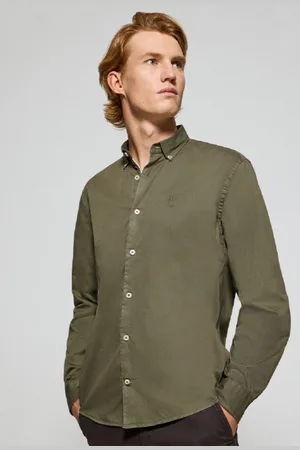 Polo Club® Camicia Princeton In Twill Verde Con Logo Rigby Go