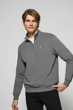 Polo Club® Felpa Mezza Cerniera Grigio Con Logo Rigby Go Ricamato