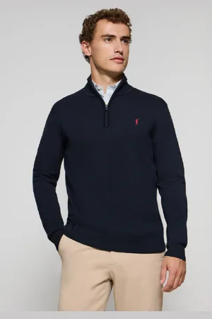 Polo Club® Maglione In Filo Blu Marino Con Cerniera E Logo Ricamato Rigby Go