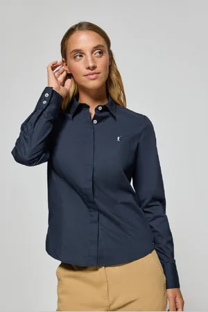 Polo Club® Camicia Slim In Popeline Blu Marino Con Logo Rigby Go Ricamato