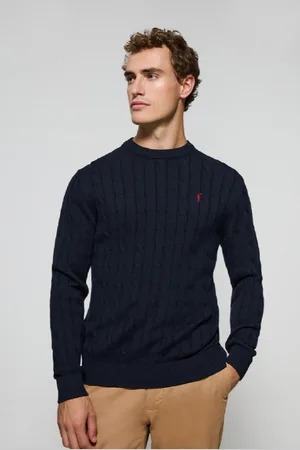 Polo Club® Maglione In Filo Intrecciato Blu Marino Con Logo Rigby Go