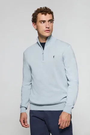Polo Club® Maglione In Filo Blu Chiaro Con Cerniera E Logo Ricamato Rigby Go