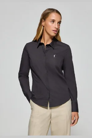 Polo Club® Camicia Slim In Popeline Nera Con Logo Rigby Go Ricamato