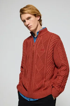 Polo Club® Maglione Intrecciato Nil Aranciato Con Cerniera E Particolari