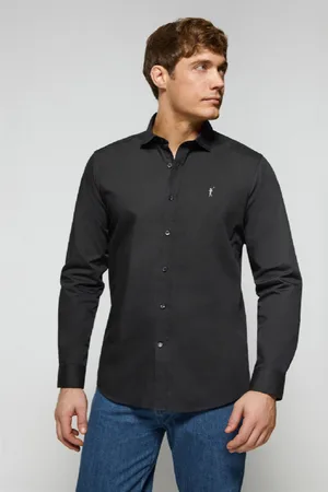 Polo Club® Camicia Slim In Popeline Nera Con Logo Rigby Go Ricamato
