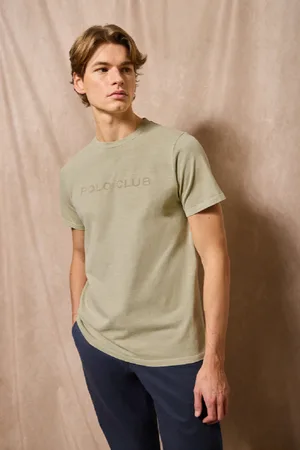 Polo Club® Maglietta Apolo Tinta In Capo Color Pietra Con Logo Vellutato