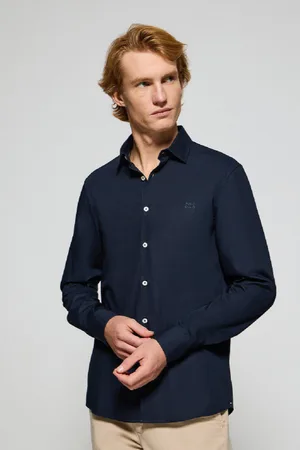 Polo Club® Camicia Super Slim Fit Popeline Blu Marino Con Logo Ricamato