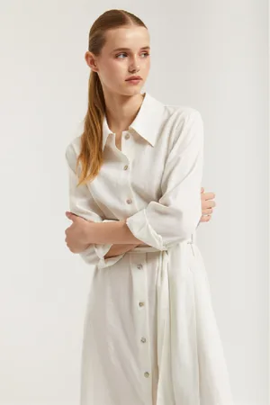 Polo Club® Vestito Midi In Lino Con Particolare Ricamato