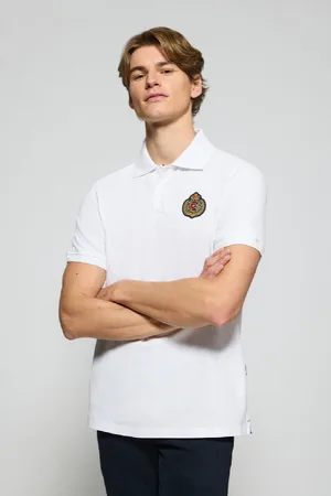 Polo Club® Polo Nautic Bianca Con Particolare Di Toppa Nautica Sul Petto