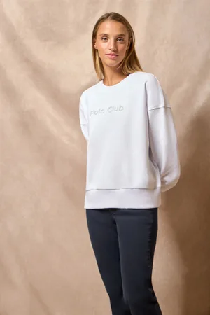 Polo Club® Felpa Basic A Girocollo Bianca Con Logo Frontale Rigby Go In Gomma