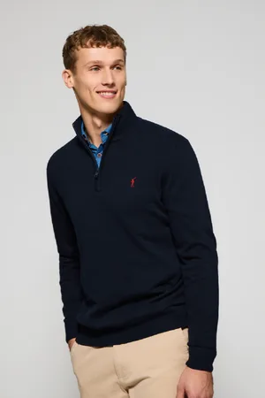 Polo Club® Maglione Blu Marino In Filo Con Cerniera E Logo Ricamato Rigby Go