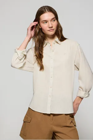 Polo Club® Camicia Loose Fit In Lino E Cotone Con Ricamo Monogramma