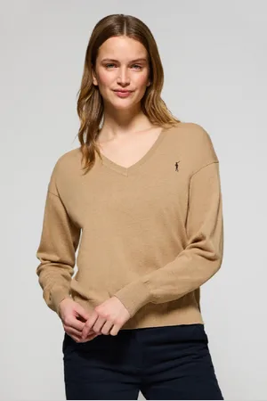 Polo Club® Maglione Caramello Vigorè In Filo Con Scollo A V E Logo Ricamato Rigby Go