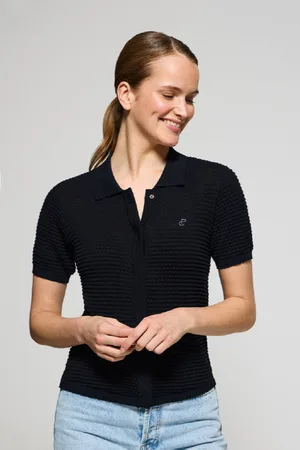 Polo Club® Maglione Blu Marino Lirio In Filo Abbottonata Con Monogramma Ricamato
