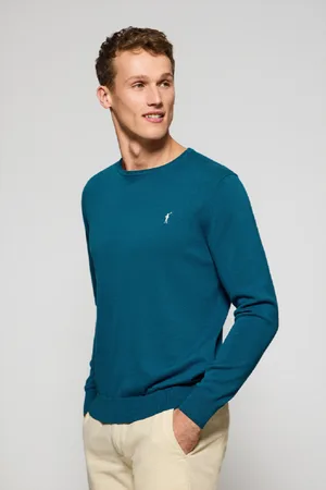 Polo Club® Maglione Blu Verdoso In Filo A Girocollo E Ricamo Rigby Go