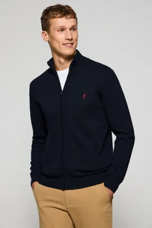 Polo Club® Cardigan Blu Marino In Filo Con Cerniera E Ricamo Rigby Go
