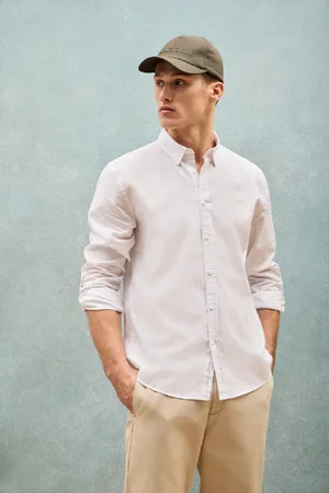 Polo Club® Camicia Bianca In Lino-Cotone Regular Fit Con Logo Ricamato