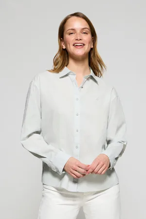 Polo Club® Camicia Loose Fit In Lino E Cotone Con Ricamo Monogramma