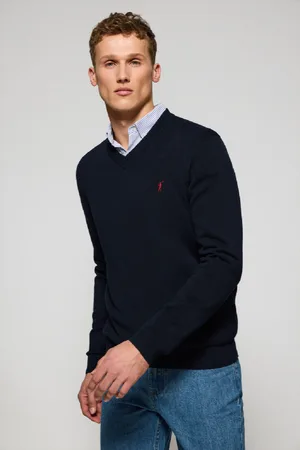 Polo Club® Maglione Blu Marino In Filo Con Scollo A V E Ricamo Rigby Go