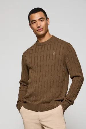 Polo Club® Maglione Color Moka In Filo Intrecciato A Girocollo E Ricamo Rigby Go