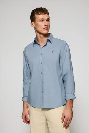 Polo Club® Camicia Celeste Regular In Lino-Cotone Con Ricamo Rigby Go