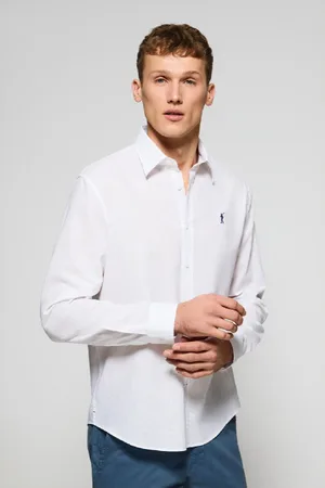 Polo Club® Camicia Bianca Regular In Lino-Cotone Con Ricamo Rigby Go