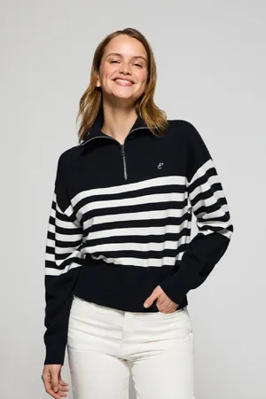 Polo Club® Maglione In Filo Blu Marino Jisoo Con Monogramma Ricamato