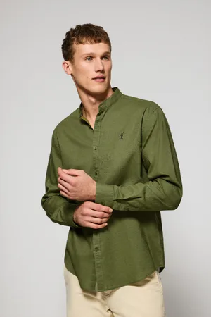 Polo Club® Camicia Con Colletto Alla Coreana In Lino-Cotone Con Ricamo Rigby Go