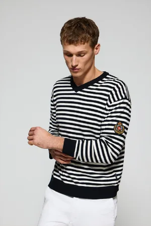 Polo Club® Maglione Seagull In Filo Blu Marino Con Toppa Nautica