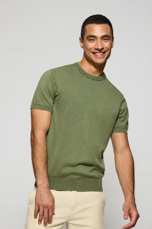 Polo Club® Maglione Verde Chiaro A Maniche Corte E Tintura In Capo Con Logo Ricamato