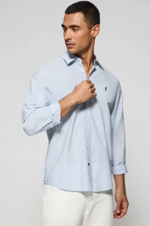 Polo Club® Camicia Blu Chiaro Pharrel A Righe Con Logo Rigby Go Ricamato