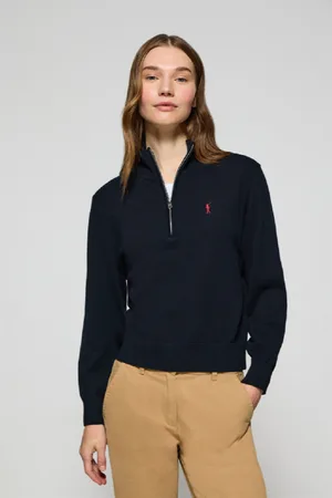 Polo Club® Maglione Blu Marino In Filo Con Mezza Cerniera E Ricamo Rigby Go