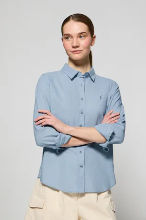 Polo Club® Camicia Celeste In Lino-Cotone Con Ricamo Rigby Go