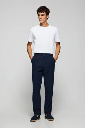 Polo Club® Pantaloni Cuba In Lino E Cotone Blu Marino Con Dettagli Ricamati
