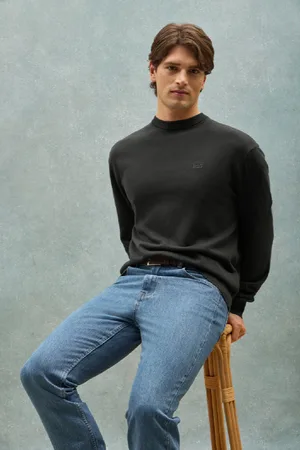 Polo Club® Maglione A Girocollo Grigio Tinto In Capo Con Logo Ricamato