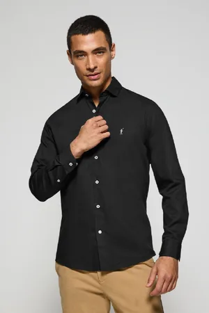 Polo Club® Camicia Slim In Popeline Nera Con Logo Rigby Go Ricamato