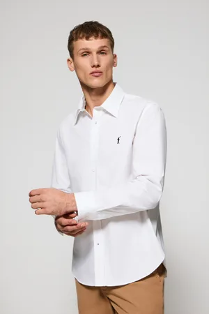 Polo Club® Camicia Bianca In Popeline Garment Dye Con Ricamo Rigby Go