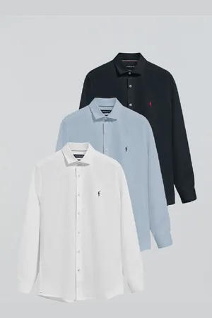 Polo Club® Pack Di Tre Camicie Slim In Blu Marino, Bianco E Celeste Con Logo Rigby Go