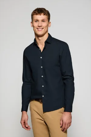 Polo Club® Camicia In Popeline Blu Marino Con Monogramma Ricamato