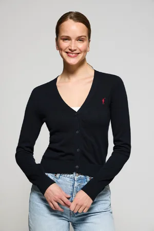 Polo Club® Cardigan Blu Marino In Fino Abbottonato Con Scollo A V E Ricamo Rigby Go