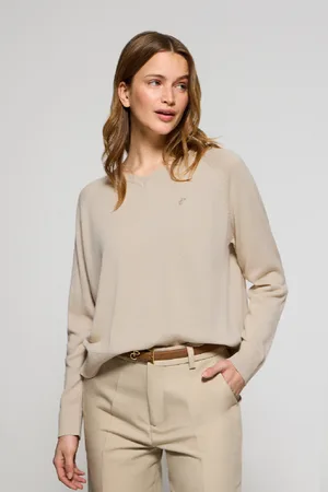 Polo Club® Maglione Con Scollo A V In Cotone E Lino E Monogramma Ricamato