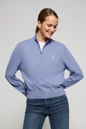 Polo Club® Maglione Blu In Filo Con Mezza Cerniera E Ricamo Rigby Go