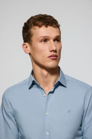 Polo Club® Camicia In Popeline Celeste Con Monogramma Ricamato