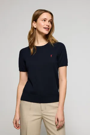 Polo Club® Maglione Blu Marino A Girocollo In Filo A Maniche Corte E Ricamo Rigby Go