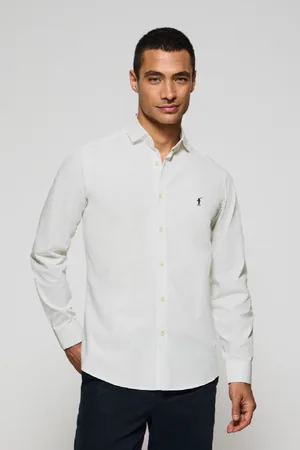 Polo Club® Camicia Slim In Popeline Bianca Con Logo Rigby Go Ricamato