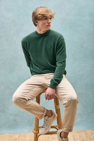 Polo Club® Maglione A Girocollo Verde Smeraldo Tinto In Capo Con Logo Ricamato