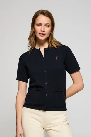 Polo Club® Cardigan Blu Marino A Maniche Corte Con Abbottonatura E Logo Rigby Go